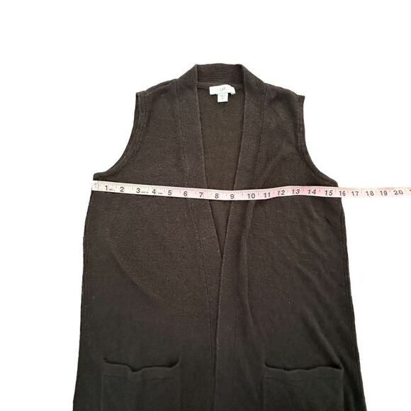 J.Jill ~ Linen Blend ~ Black open front long sleeveless cardigan ~ size XS - Picture 7 of 12